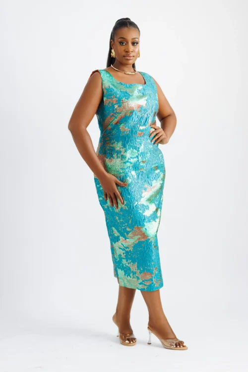 Azure Ember Midi Dress