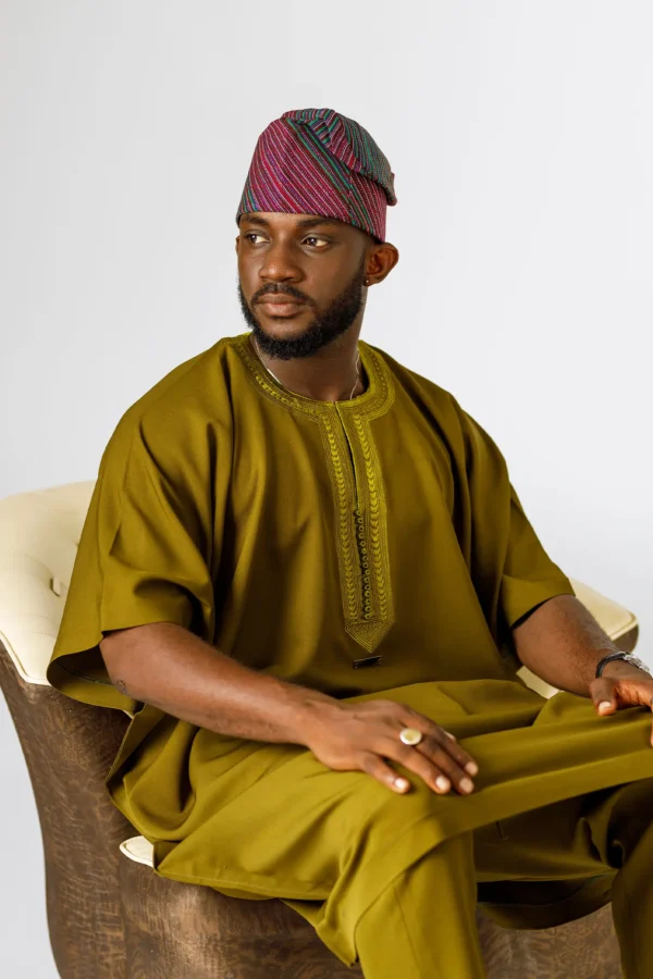 Olive Regal Agbada - Image 4